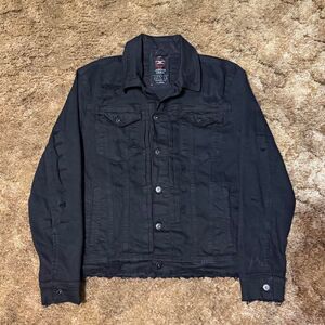Jordan Craig Distressed Ripped Black Jean Jacket XLarge